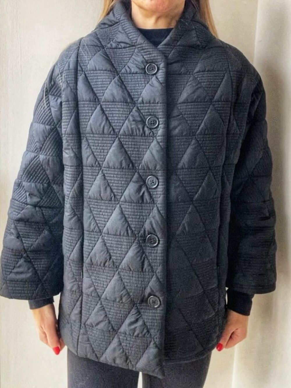 Women's Black Quilted Dolman Kimono Style Jacket- Size Small